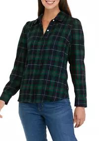 Crown & Ivy™ Women's Long Puff Sleeve Boyfriend Shirt | Belk