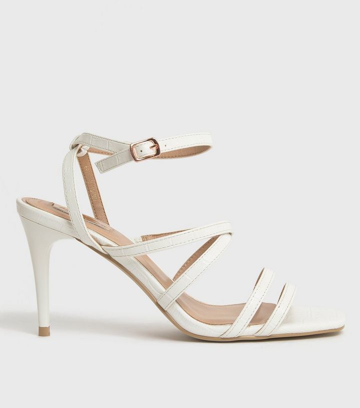Little Mistress White Faux Croc Strappy Stiletto Sandals
						
						Add to Saved Items
						Re... | New Look (UK)