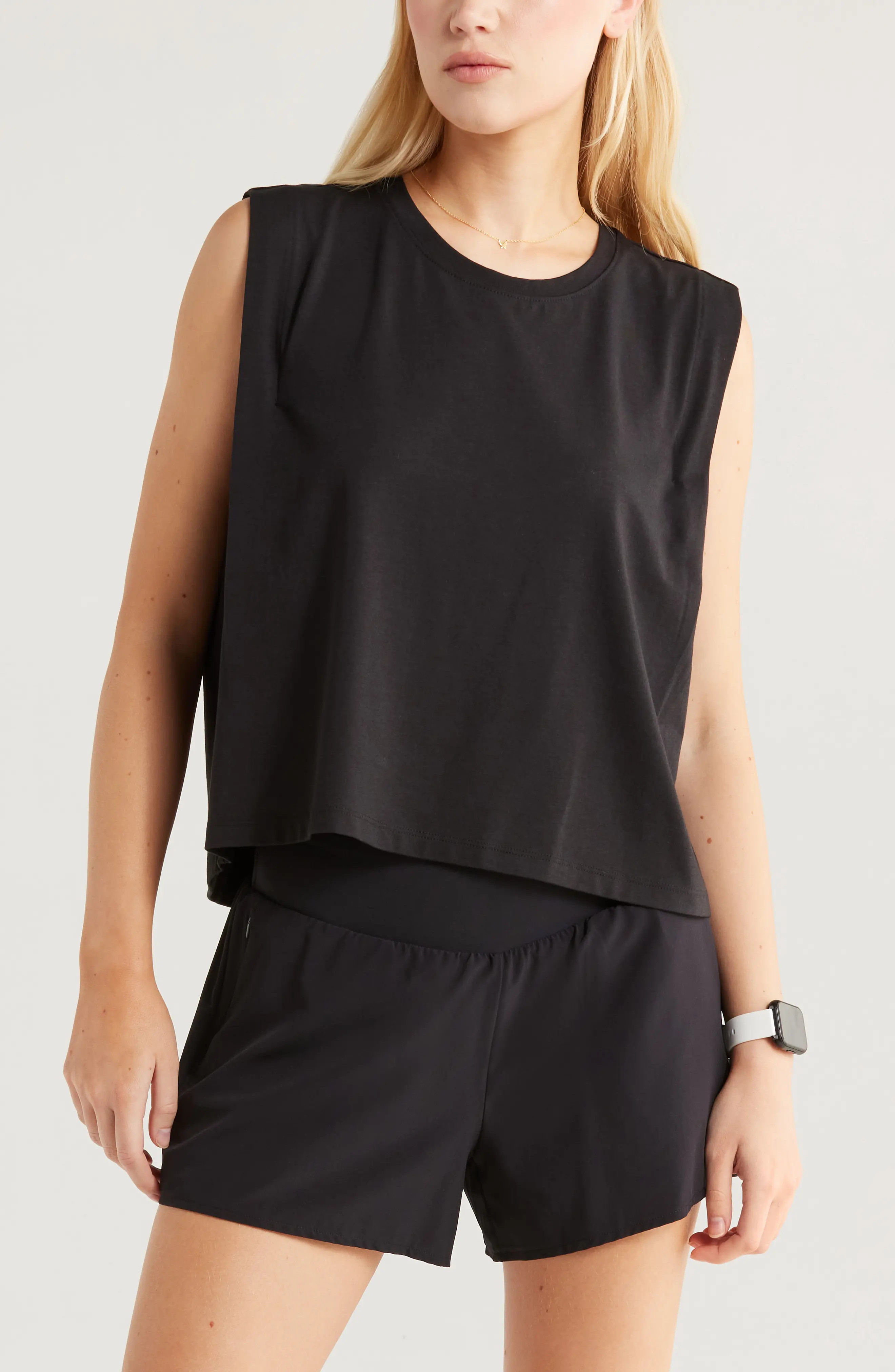 Zella New Take Boxy Tank Top in Black at Nordstrom, Size Small | Nordstrom