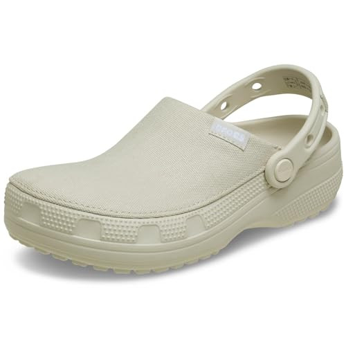 Crocs Unisex Classic Crafted Canvas Clogs Stucco Men 5/Women 7 Medium | Amazon (US)