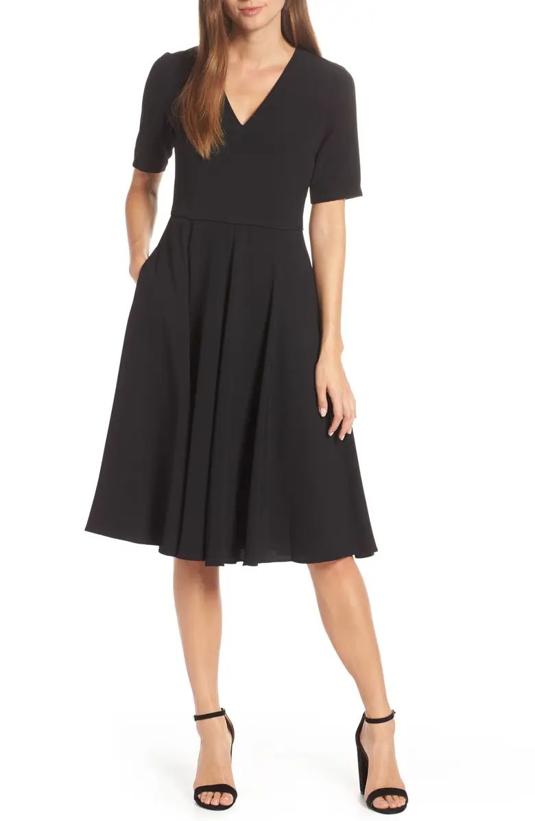 Edith City Crepe Fit & Flare Midi Dress | Nordstrom