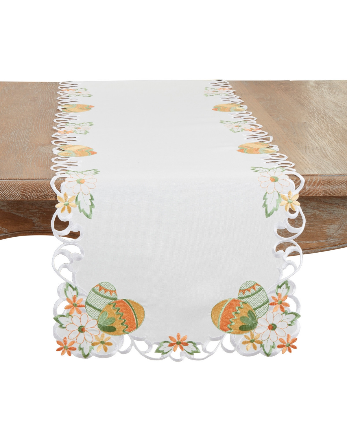 Saro Lifestyle Embroidered Easter Eggcellent Table Runner, 16"x120" - White | Macy's