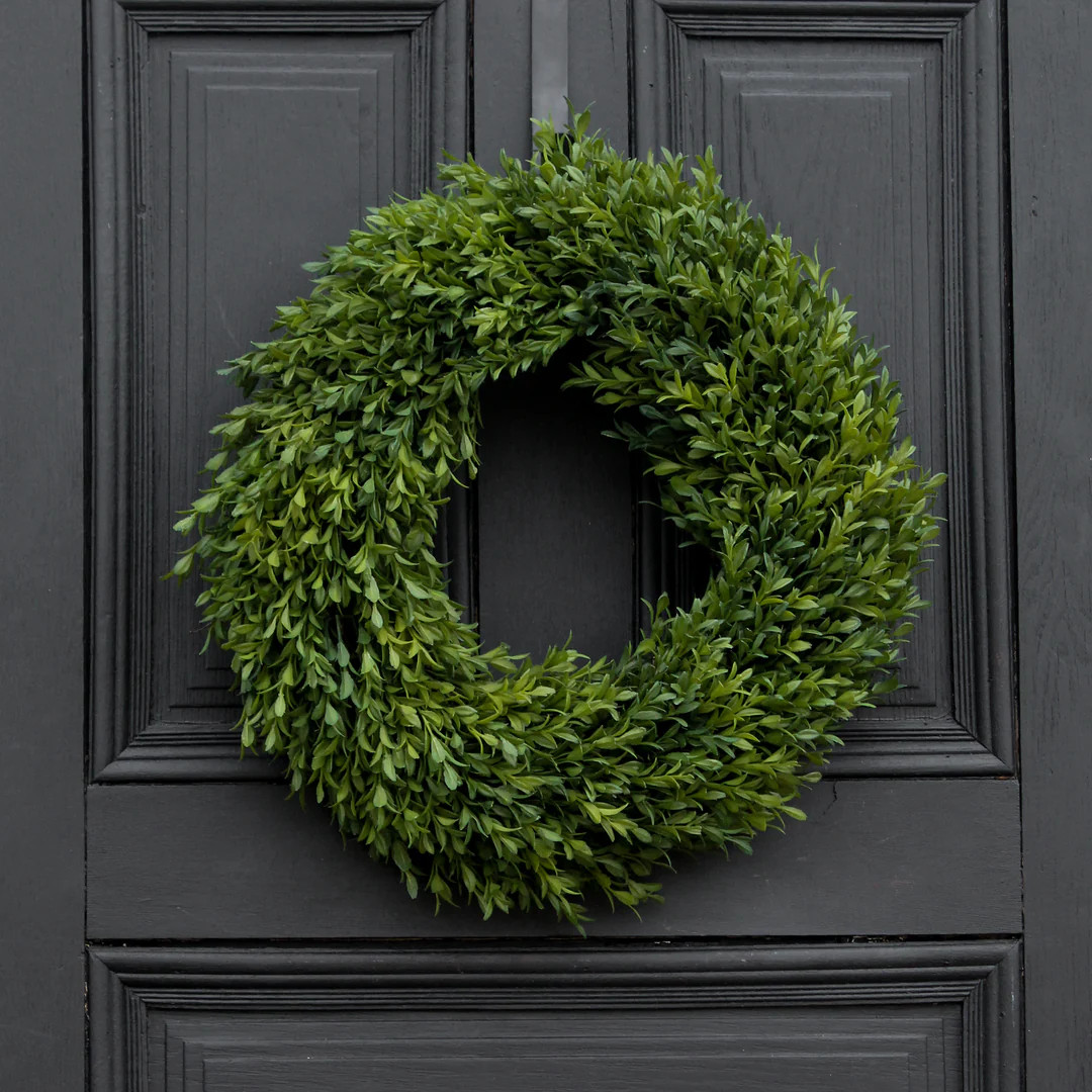 Realistic English Boxwood Everyday All Seasons Spring Summer Outdoor Wreath - 2 Sizes | Darby Creek Trading