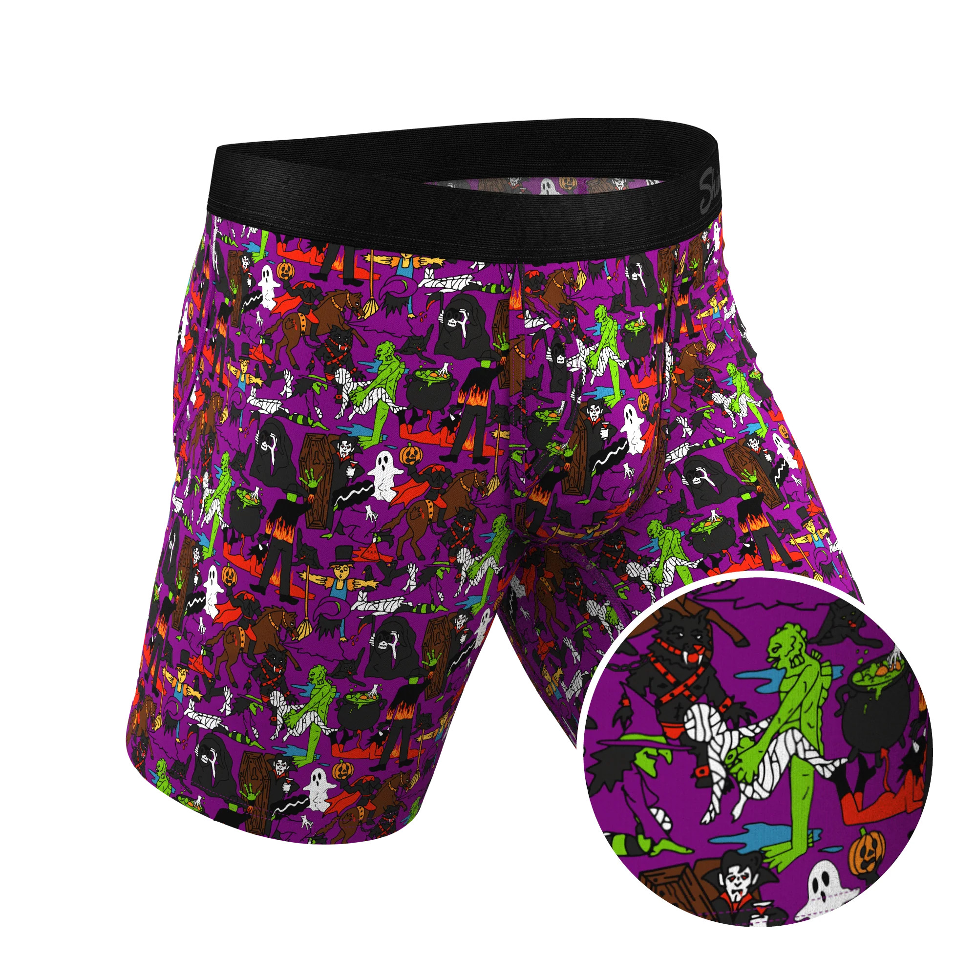 Halloween Characters Long Leg Ball Hammock® Pouch Underwear With Fly | Shinesty