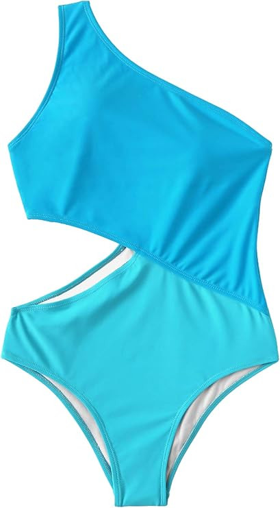 SweatyRocks Women's Bathing Suits One Shoulder Cutout One Piece Swimsuit Swimwear Monokini | Amazon (US)