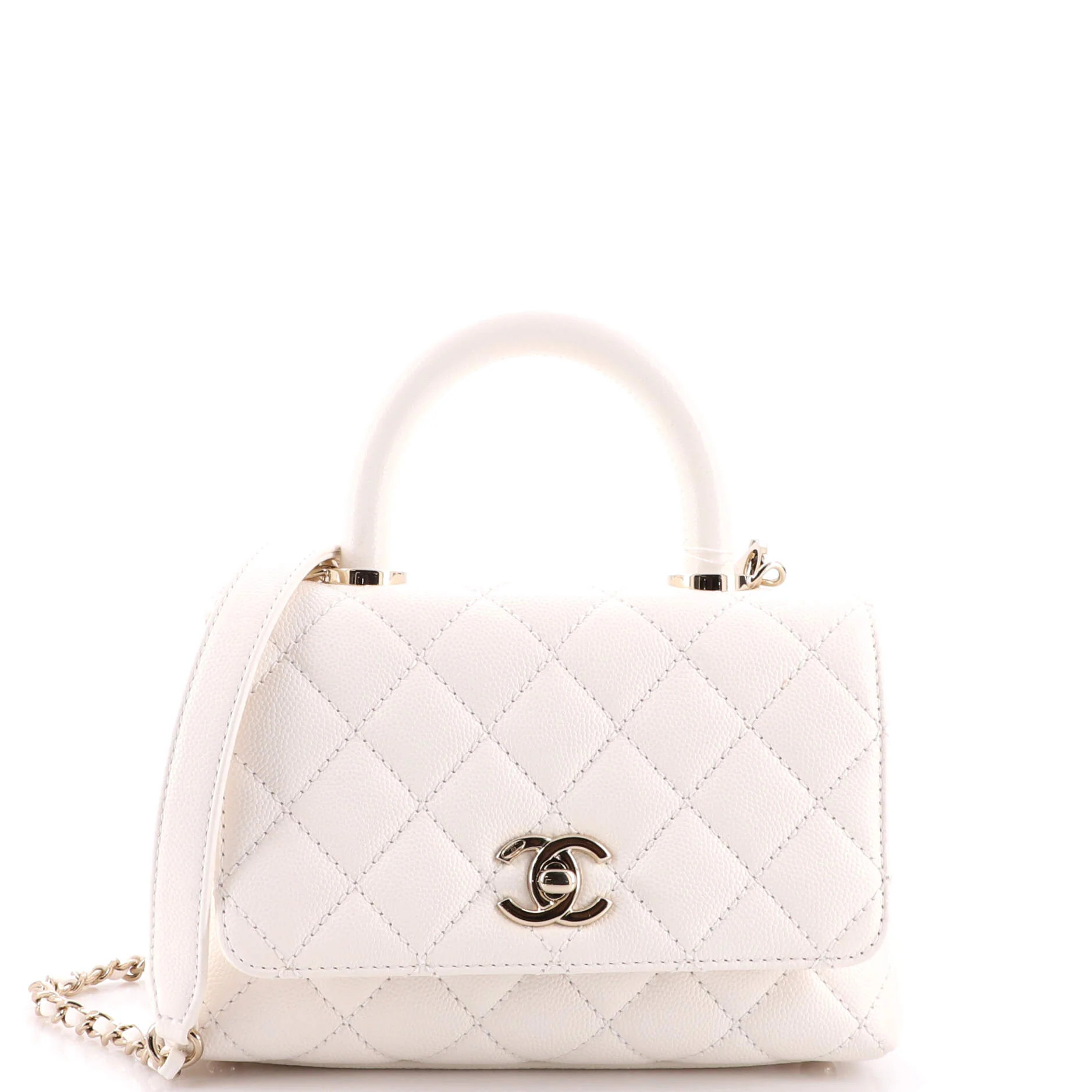 CHANEL Coco Top Handle Bag Quilted Caviar Extra Mini | Rebag
