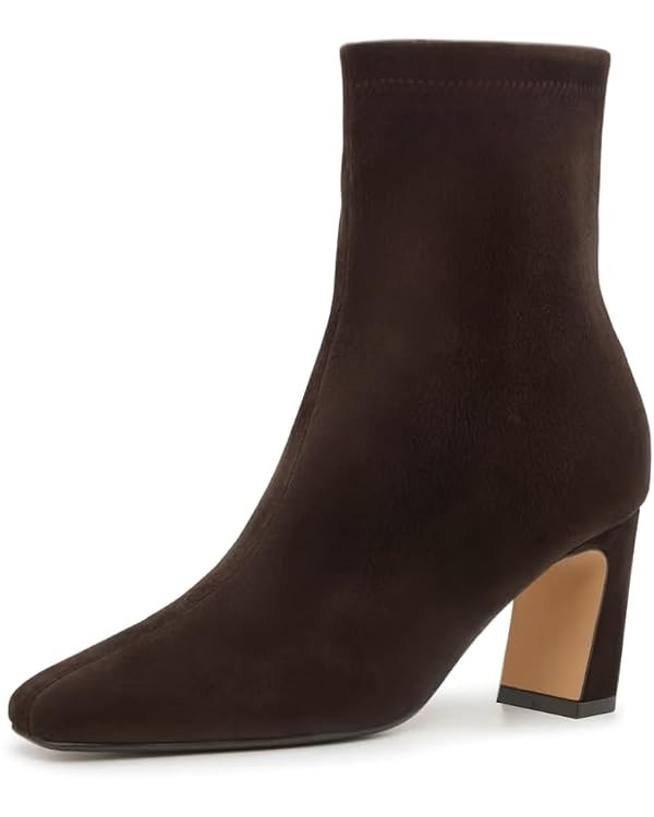 Women's Ankle Boots 2026 Square Toe Chunky Heels Boots Elastic Booties | Amazon (US)