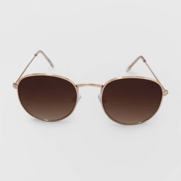 Women's Round Metal Sunglasses - A New Day™ Gold | Target