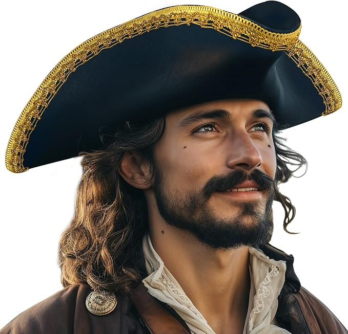HOMELEX Authentic Pirate Hat for Adult Halloween Colonial Tricorn Costume Accessories | Amazon (US)