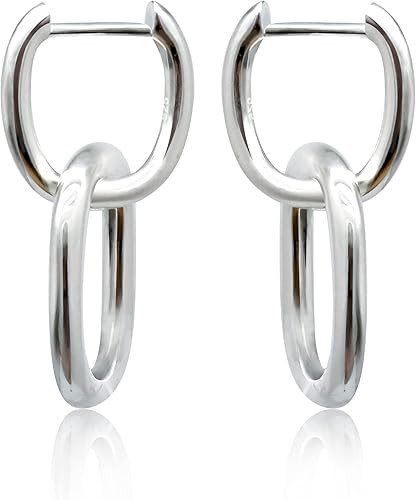 S925 Sterling Silver Convertible Link Dangle Drop Earrings for Women Chunky Paperclip Chain Link ... | Amazon (US)