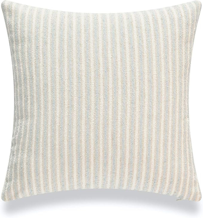 Hofdeco Beach Coastal Decorative Pillow Cover ONLY for Couch, Sofa, or Bed, Light Blue Tan Taupe ... | Amazon (US)