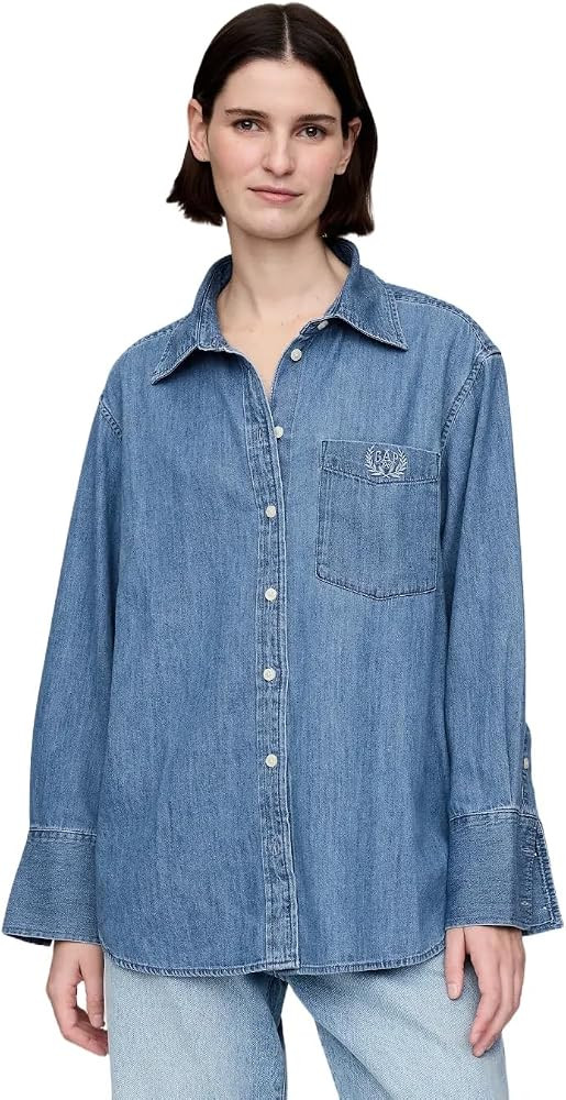 GAP Women's Embroidered Oversized Shirt | Amazon (US)