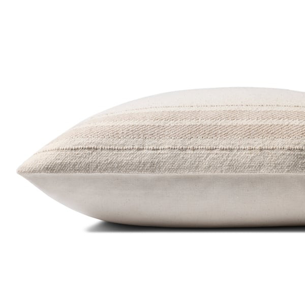 Selena Pillow PMH-0076 Natural/Ivory Cotton Striped | Rugs Direct