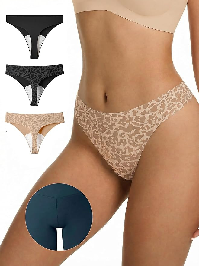 LUCKMEEY Cotton Thongs for Women Seamless Thongs for Women No Show Thong Panty Liners Workout G-S... | Amazon (US)