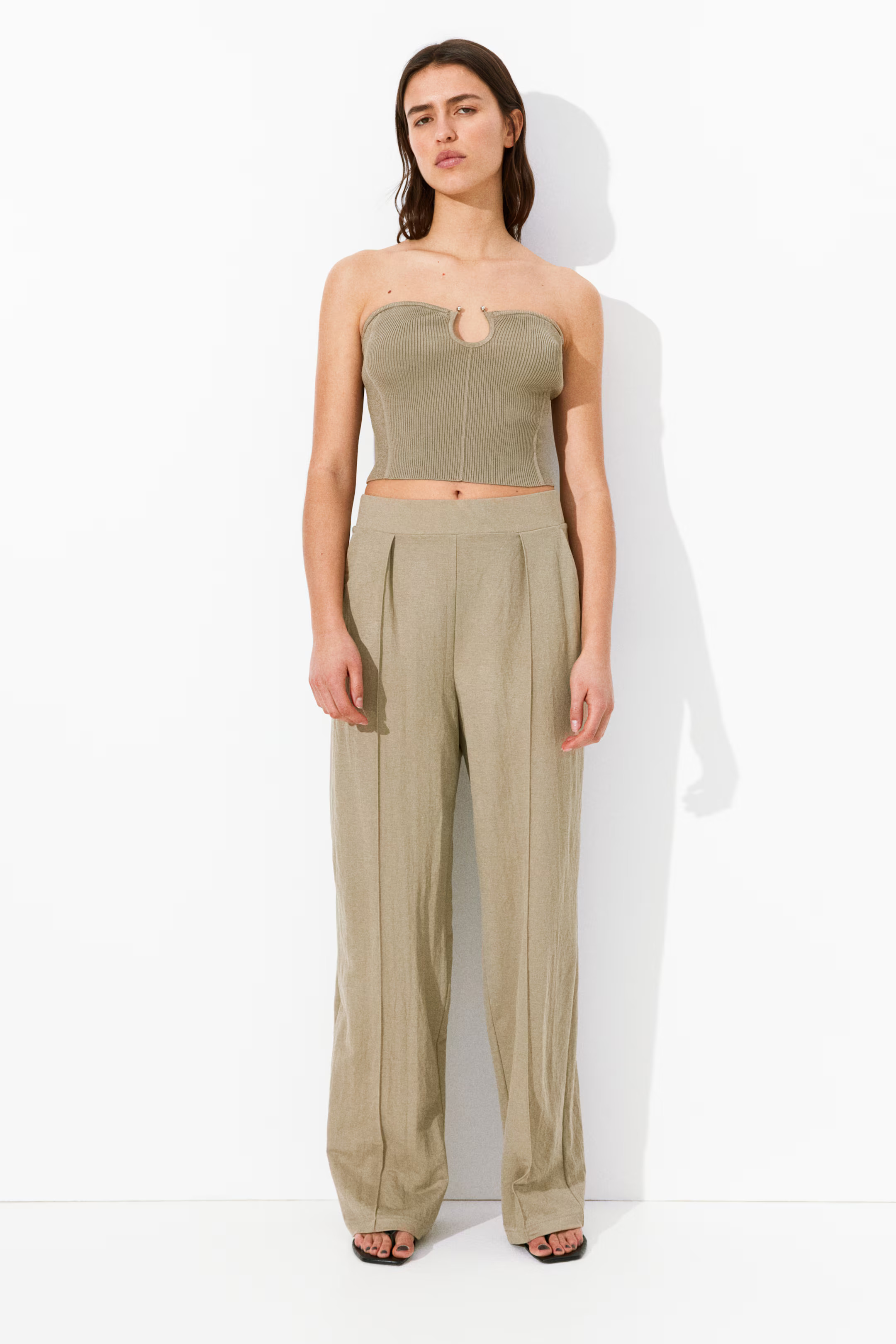 High-waist Dress Pants - Beige - Ladies | H&M US | H&M (US + CA)