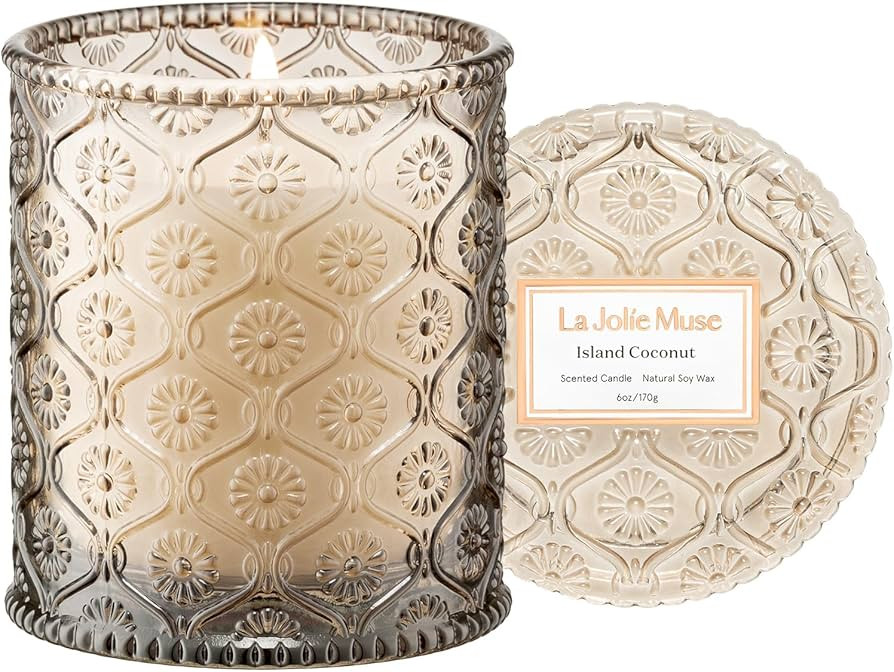 LA JOLIE MUSE Island Coconut Scented Candle \u2013 Coconut, Peach & Vanilla | 6oz Luxury Soy Cand... | Amazon (US)