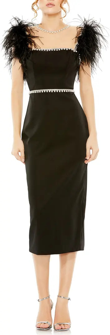 Mac Duggal Feather Cap Sleeve Embellished Sheath Cocktail Dress | Nordstrom | Nordstrom