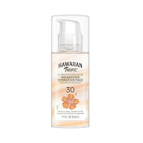 Hawaiian Tropic Weightless Hydration Lotion Sunscreen for Face SPF 30, 1.7oz | Travel Size Sunscr... | Amazon (US)