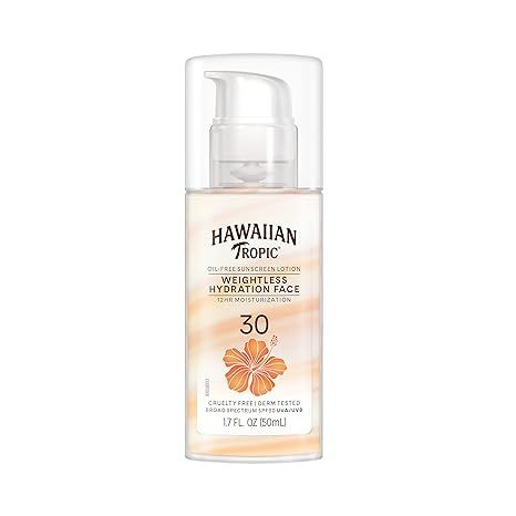Hawaiian Tropic Weightless Hydration Lotion Sunscreen for Face SPF 30, 1.7oz | Travel Size Sunscr... | Amazon (US)