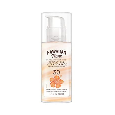 Hawaiian Tropic Weightless Hydration Lotion Sunscreen for Face SPF 30, 1.7oz | Travel Size Sunscr... | Amazon (US)