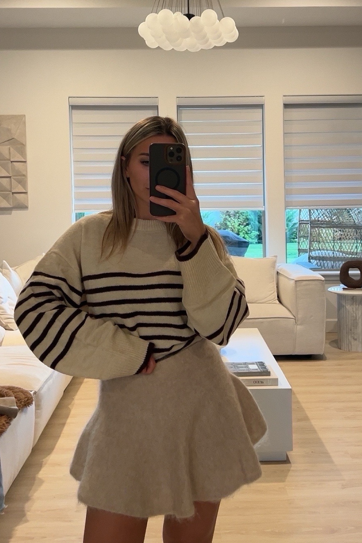 Beige brown strips sweater. Mohair skirt. Wool mini skirt. Fall outfit 

#LTKActive #LTKU #LTKFallSale
