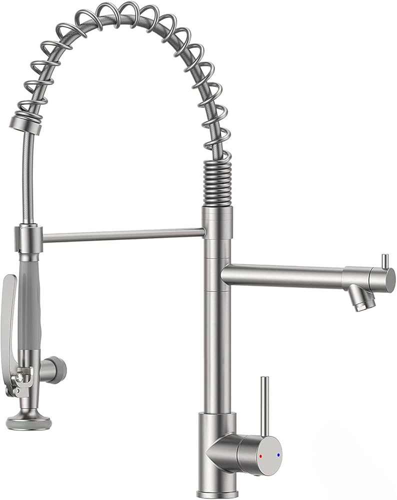 Fapully Commercial Pull Down Kitchen Sink Faucet with Sprayer Brushed Nickel | Amazon (US)