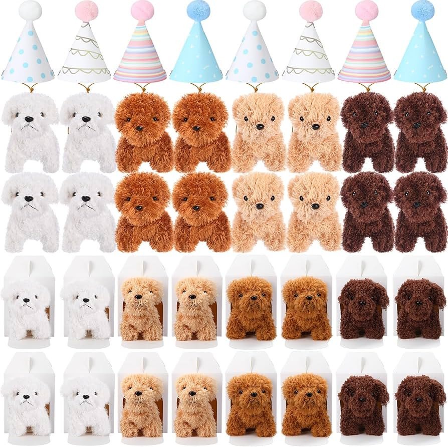 20 Pcs Mini Stuffed Animals Plush Toy Set Includes 20 Birthday Hats 20 Kraft Paper Boxes for Boys... | Amazon (US)