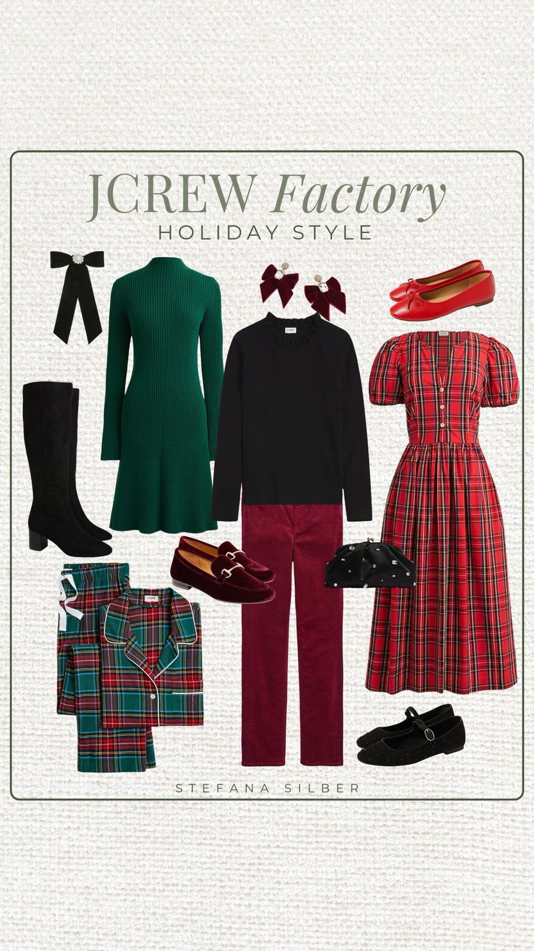 Festive Christmas colors from JCrew Factory! On sale now! 

Plaid, tartan, red and green, burgundy, dresses, pajamas, Christmas outfit ideas, bows, boots, ballet flats, velvett

#LTKSeasonal #LTKMidsize #LTKOver40