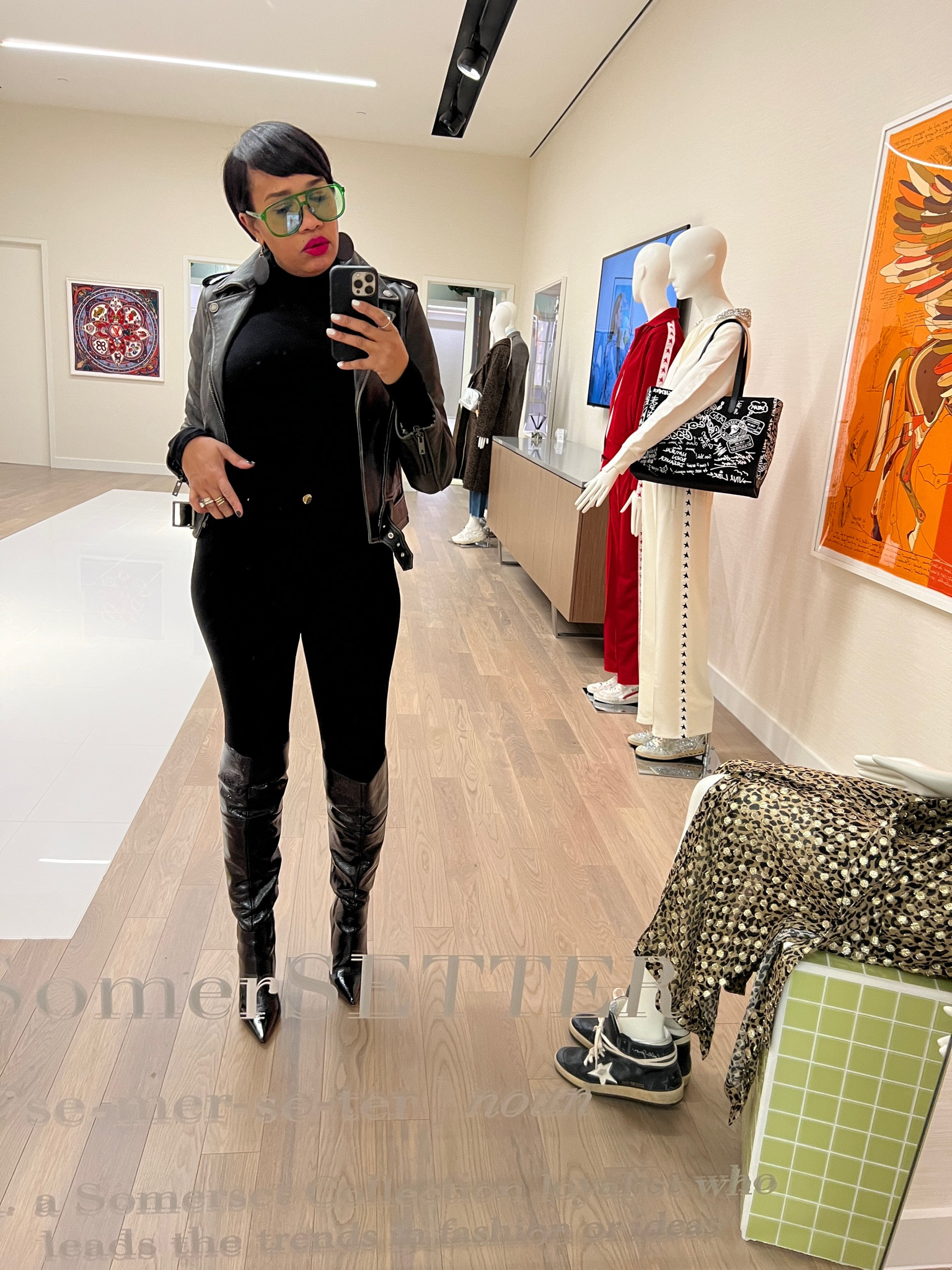 Golden Goose Motorcycle Jacket & Over The Knee Boots. 



#LTKstyletip #LTKworkwear