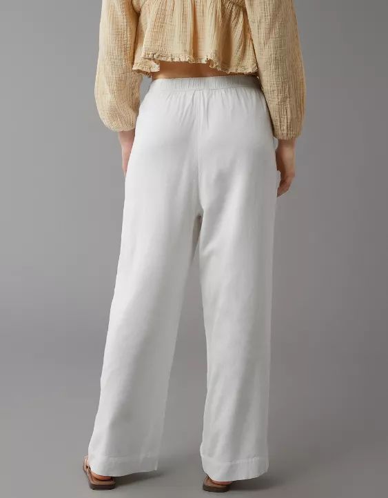 AE Linen-Blend Pull-On Wide-Leg Pant | American Eagle Outfitters (US & CA)