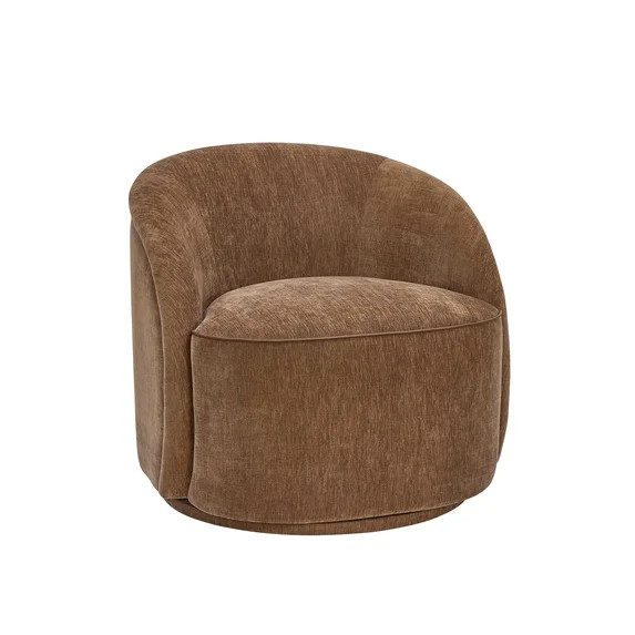 Beautiful Georgiana Swivel Chair by Drew Barrymore, Chocolate, Faux Leather Piping | Walmart (US)