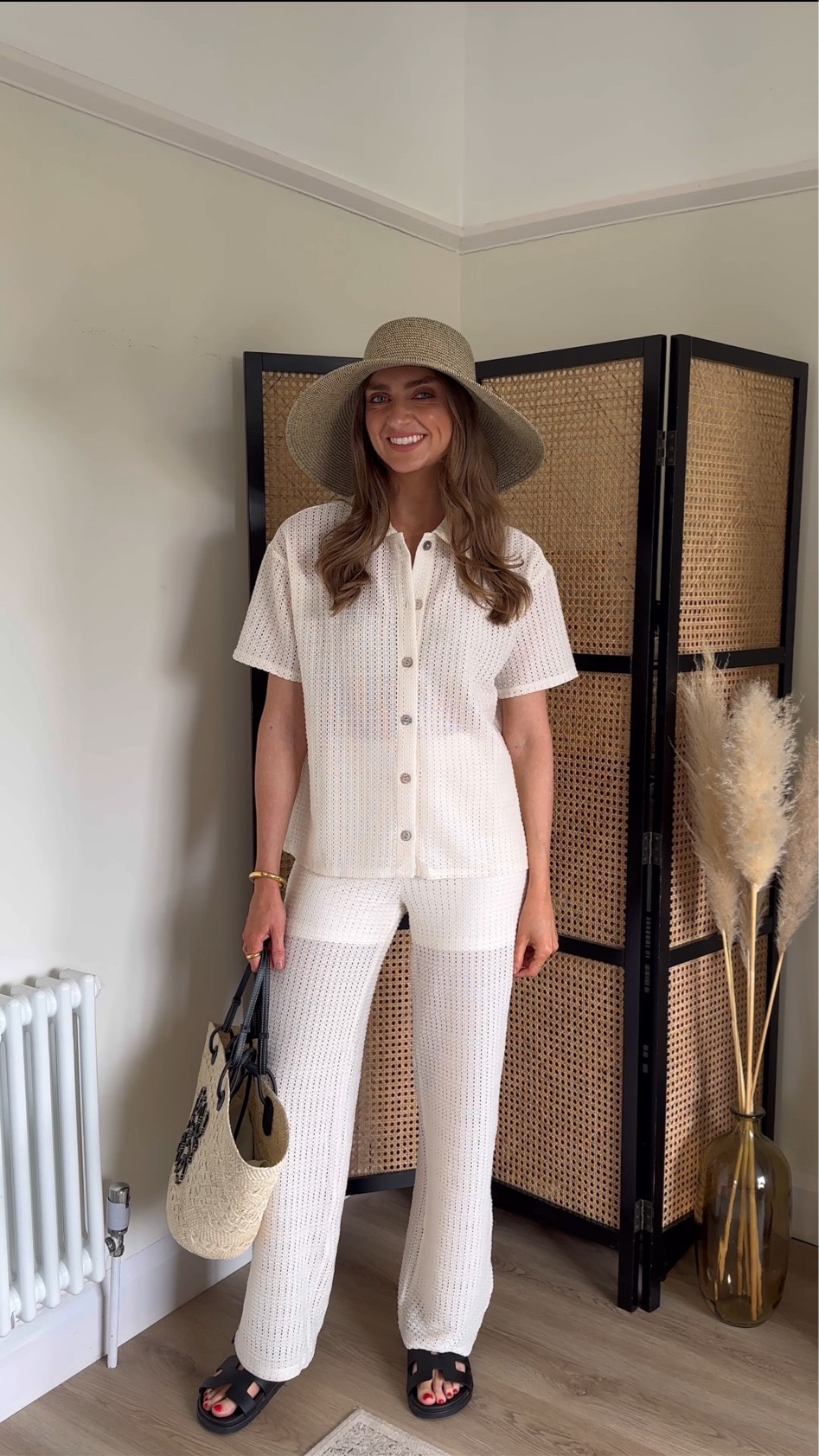 Styling my favourite high-street co-ords

Wearing a size 10 in Very crochet style cream shirt and size 8 in the matching trousers
I’m 5ft 6 

Hermes Chypre sandals (dupes linked)

& Other Stories hat

Loewe basket bag 



Co-ord, summer holiday outfit, high-street fashion
city-break outfit , holiday outfit, shopping day outfit


#LTKuk #LTKsummer #LTKeurope