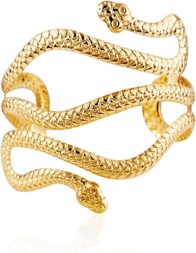 Caiyao Punk Cool Upper Arm Adjustable Bracelet Open Cuff Bangle Coil Bracelet Simple Swirl Leaf A... | Amazon (US)