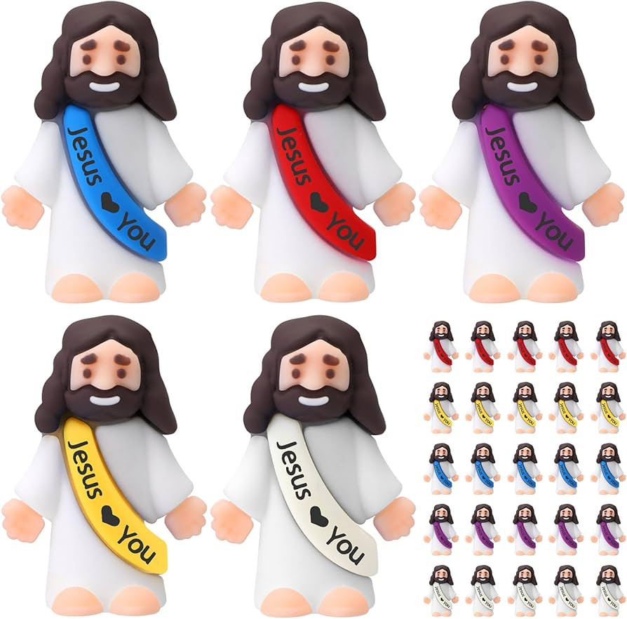 Bememo 25 Pcs Little Jesus Figures Original Design Easter Jesus Love You Mini Rubber Toys to Hide... | Amazon (US)