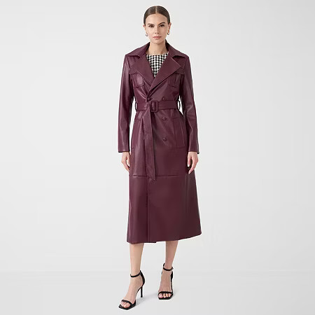 RM Rebecca Minkoff Womens Faux Leather Trench Coat, Large, Red | JCPenney