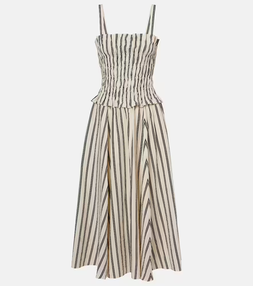 Polo Ralph Lauren Shirred striped silk-blend midi dress | Mytheresa (US/CA)
