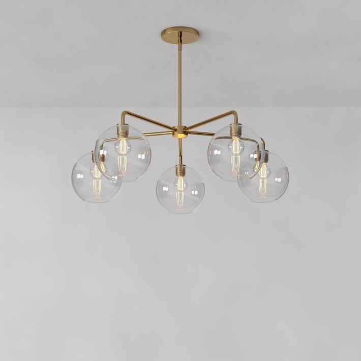 Sculptural Glass 5-Light Globe Chandelier - Clear | West Elm (US)