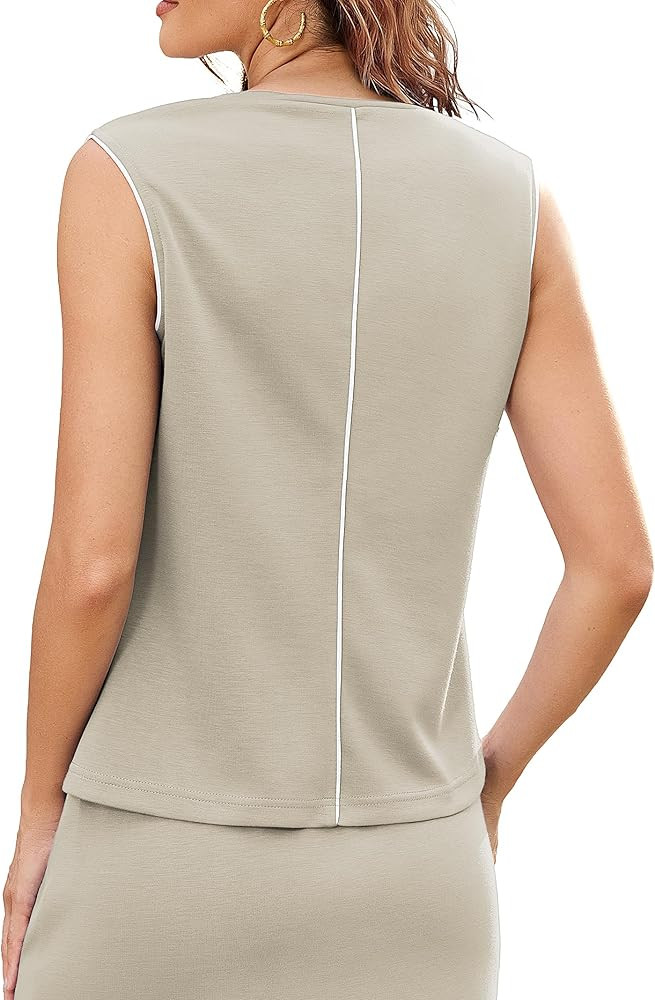 Casly Lamiit Two Piece Sets for Women Summer Outfits Crew Neck Sleeveless Tennis Skirt Set Stripe... | Amazon (US)