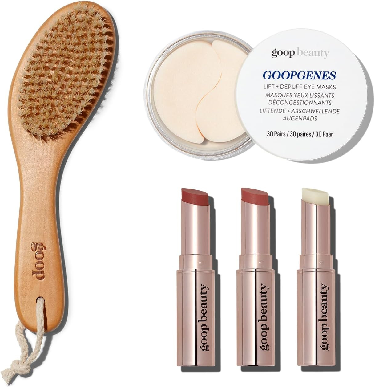 goop Beauty Gift Set | 1 Dry Brush for Exfoliating | 30-Pack of Eye Masks for Dark Circles and Pu... | Amazon (US)