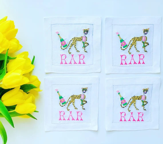 Monogrammed Cocktail Napkins, Embroidered Linen Napkins, Hostess Gift, Housewarming Gift, Wedding... | Etsy (US)