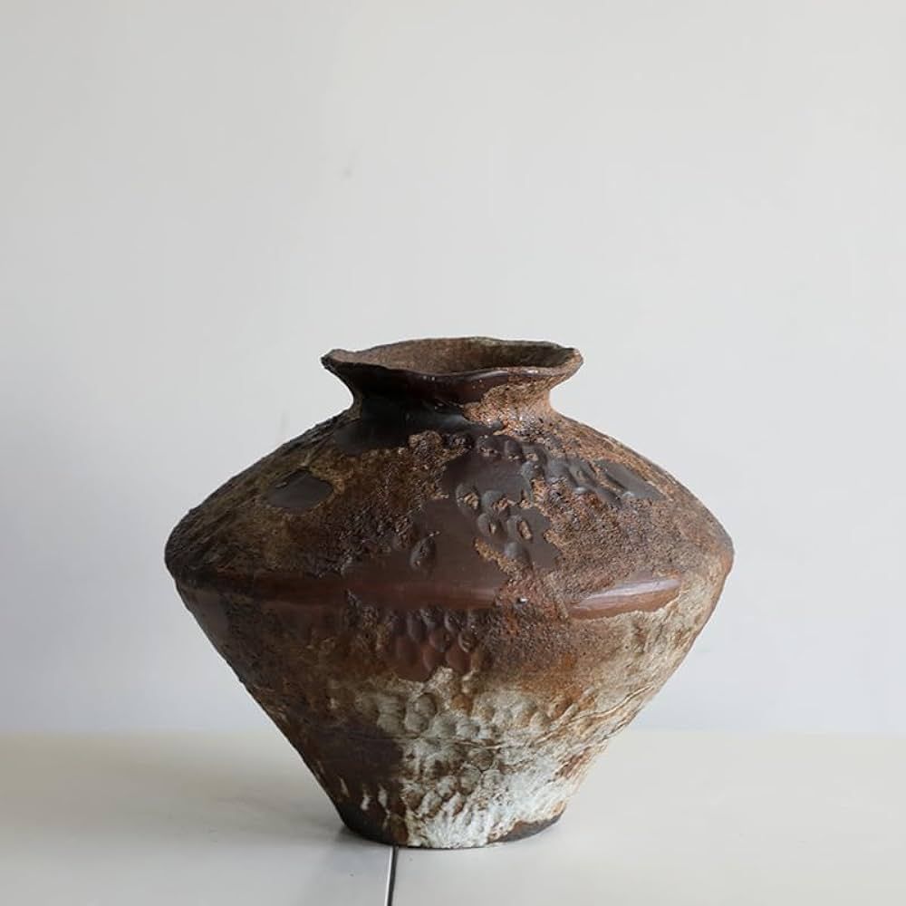 Ceramic Rustic Farmhouse Vase, Pottery Flower Vase for Centerpieces, Decorative Vase for Table, L... | Amazon (US)