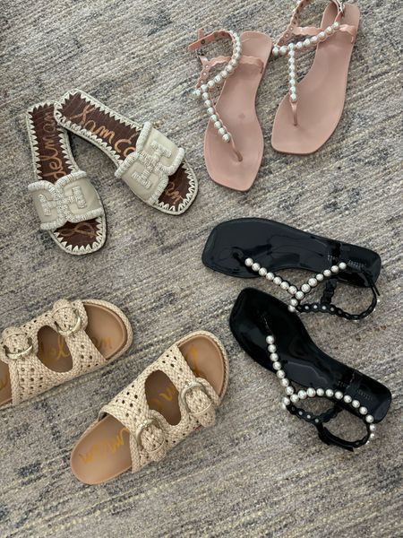Sam Edelman, White sandals 30% off, fit true to size, jelly sandals under $45 comfy, great for the beach or the pool because they are jelly but because they also have pearl details they can be totally dressed up. Buckle sandals, 60% off. @nordstrom #nordstrompartner #nordstrom
