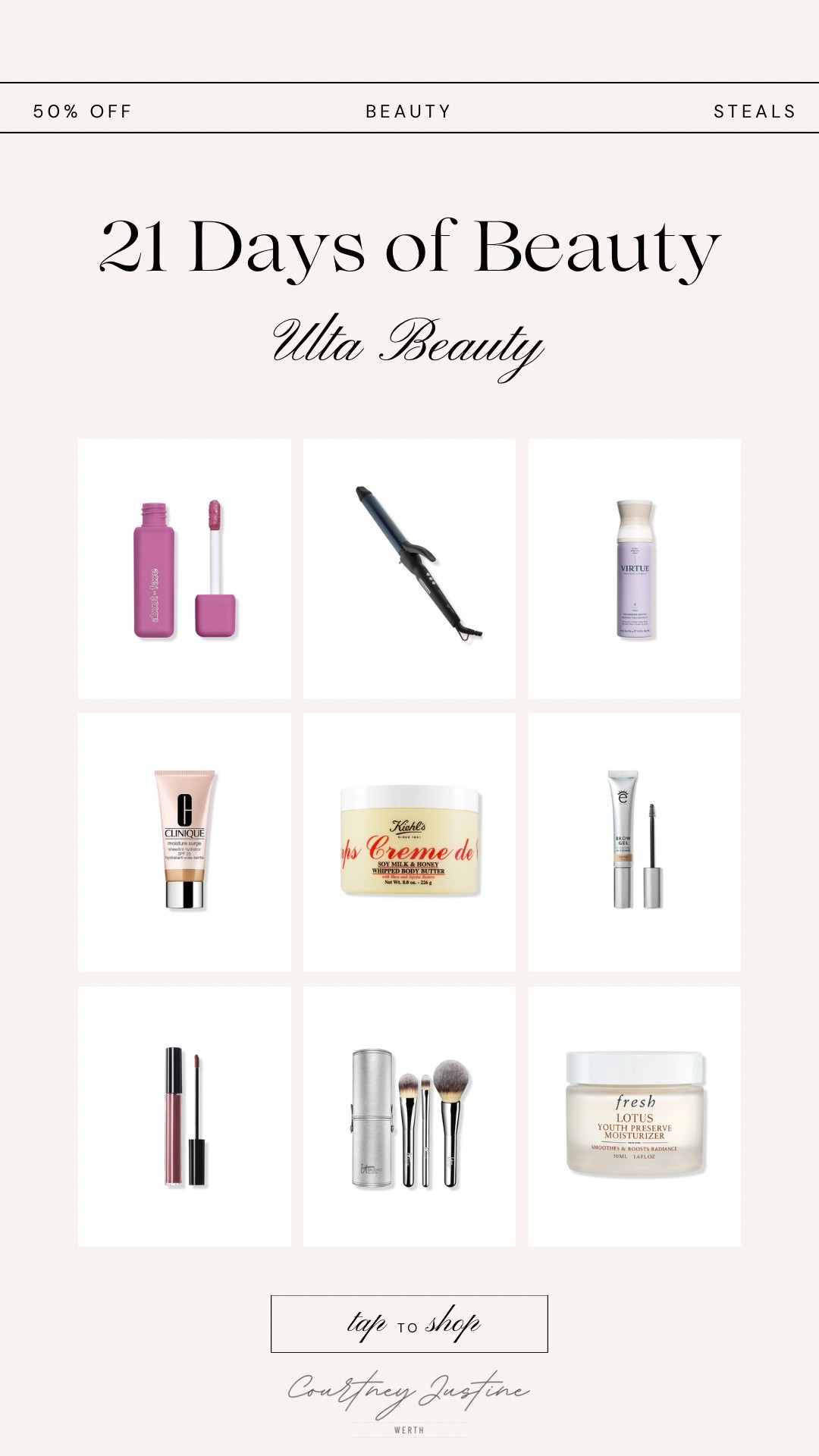 Ulta Beauty / 21 Days of Beauty Event / 50% Off Beauty Steals / Ulta Beauty Sale / Makeup & Skincare Favorites

#LTKStyleTip #LTKSaleAlert #LTKBeauty