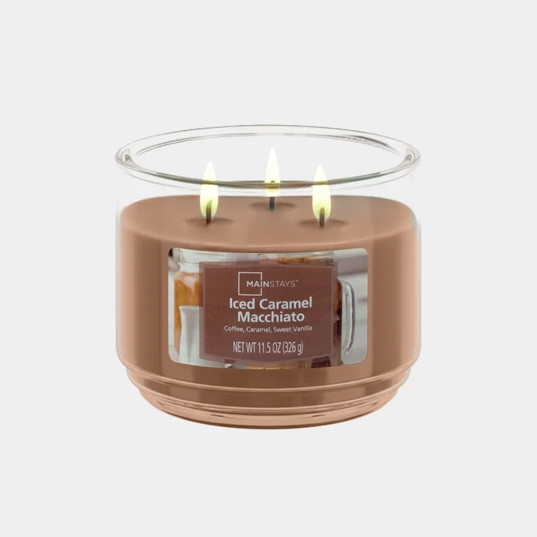 Mainstays 3-Wick Scented Glass Jar Candle, Iced Caramel Macchiato, 11.5 oz | Walmart (US)