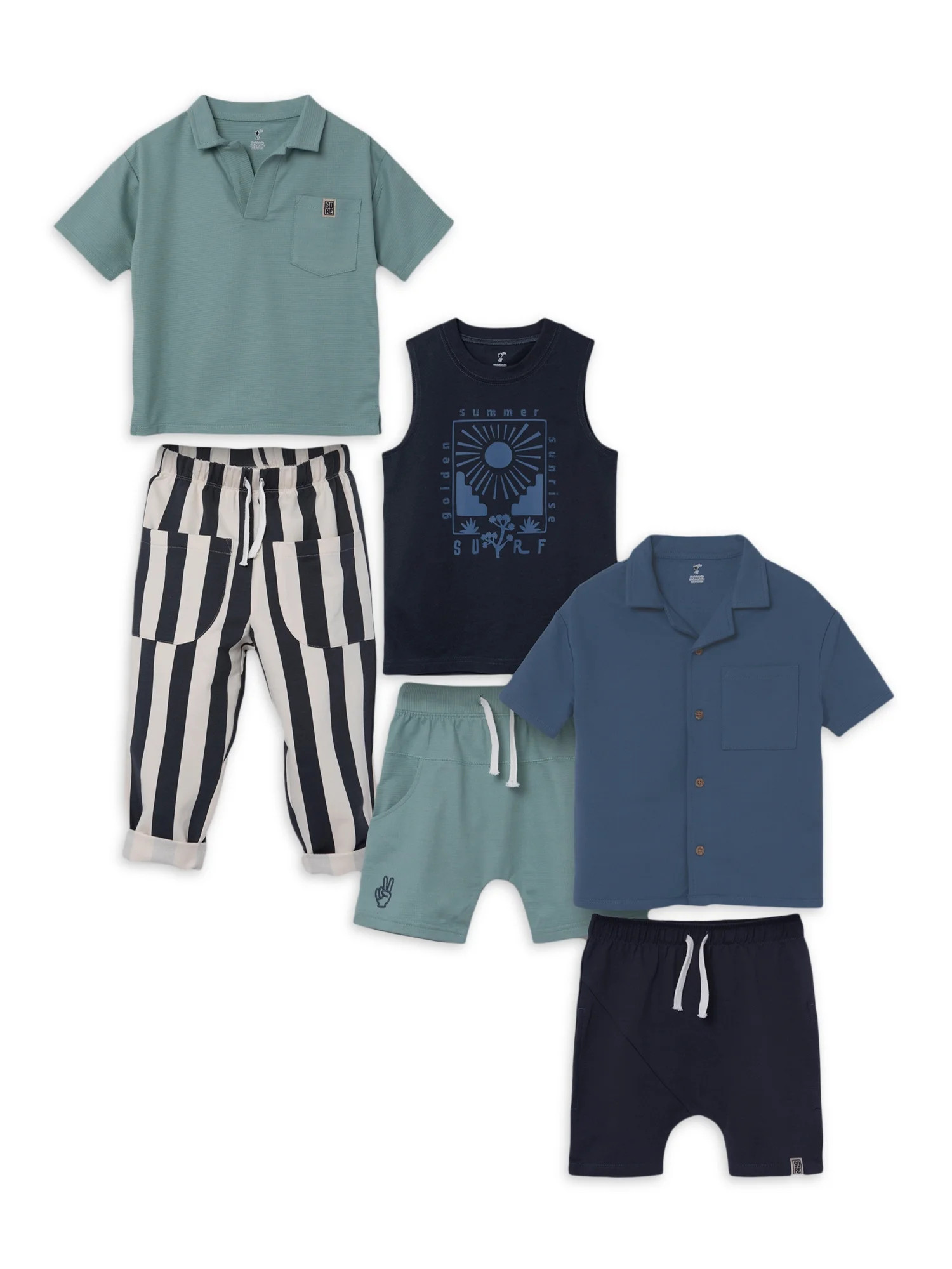 Little Star Organic Toddler Boys 6Pc Mix & Match Bundle Set, Sizes 12M-10 | Walmart (US)