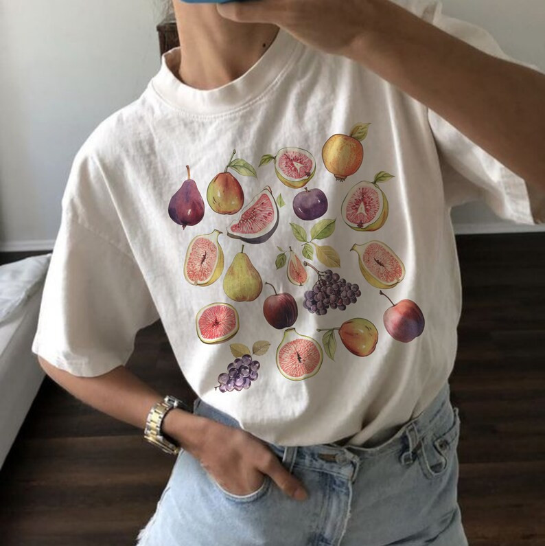 Fig Shirt Fruit Graphic Shirt Fig Graphic Tees for Women Fig T Shirt Aesthetic Shirt Vintage Shir... | Etsy (US)