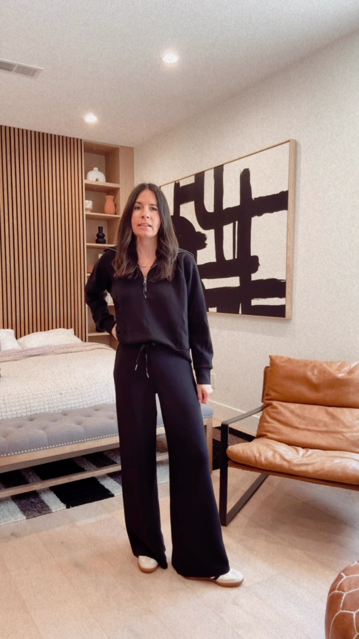 Comfy chic outfit alert - this Spanx set which is on sale right now! 

I’m 5’4” and I’m wearing the regular length pants in a small and the top in a small.

#LTKSaleAlert #LTKCyberWeek #LTKdayinmylife