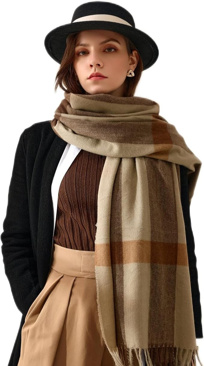 PCIQUTE Tartan Plaid Scarves for Women Winter,Long Scarves for Women with Fringe,Super Soft Scarf... | Amazon (US)