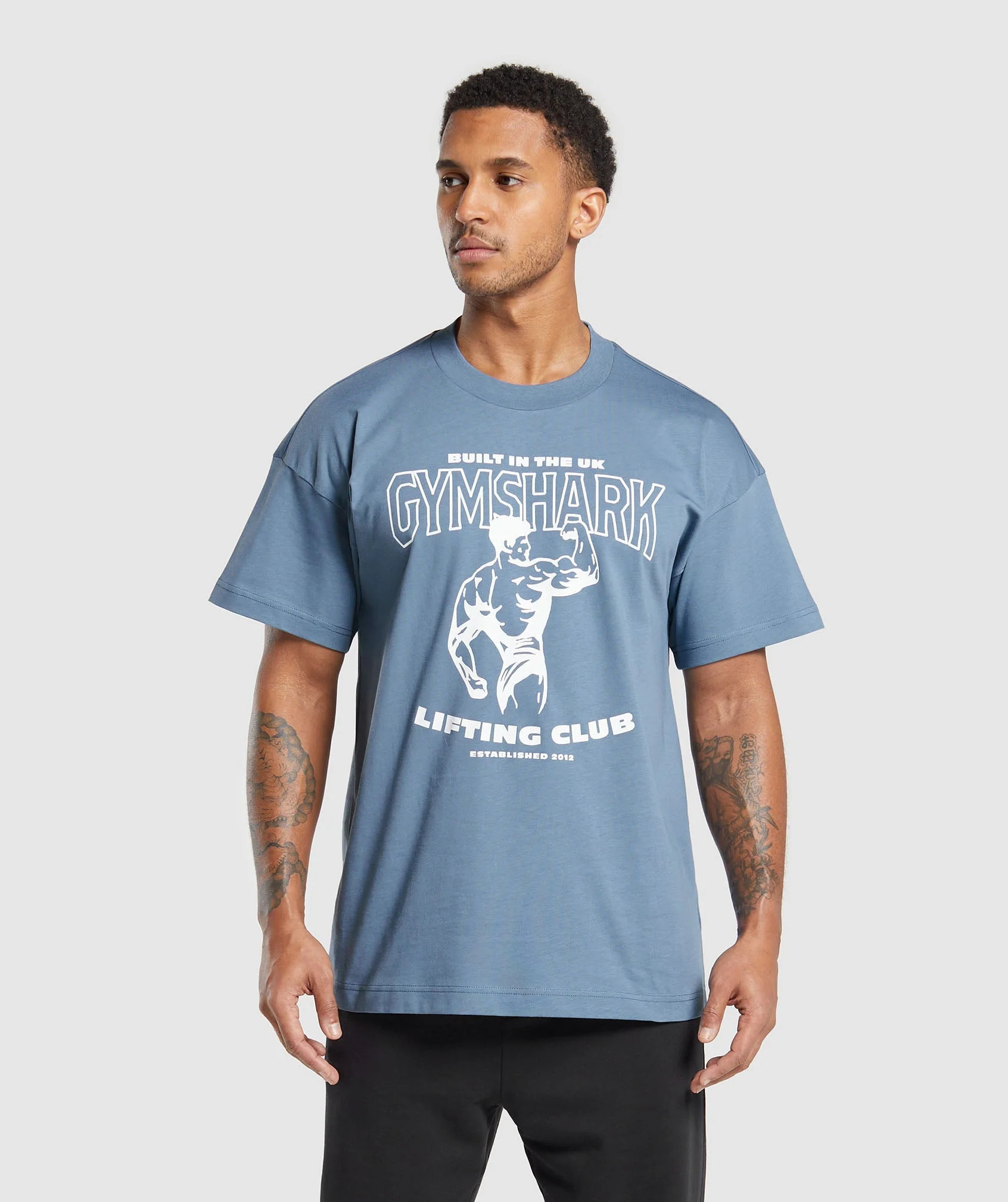 Gymshark Built in the UK T-Shirt - Faded Blue | Gymshark US