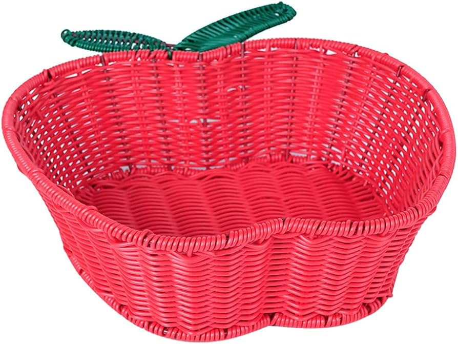 Luxshiny Handwoven Basket Apple Shaped Fruit Basket Imitation Rattan Bread Basket Food Storage Co... | Amazon (US)